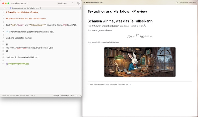 Screenshot Quick Look und CotEditor