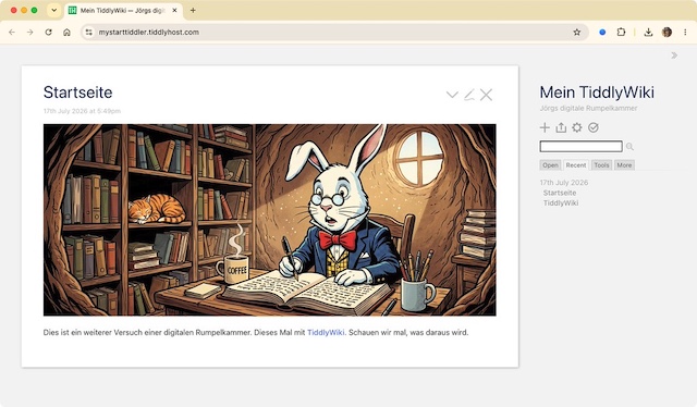 Screenshot: Mein TiddlyWiki
