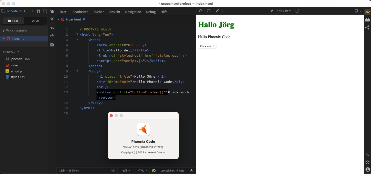 Screenshot Phoenix Code v5.2